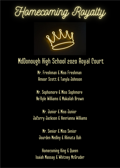 2020 Homecoming Court 